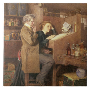 Grocer and wife, 1868 ceramic tile