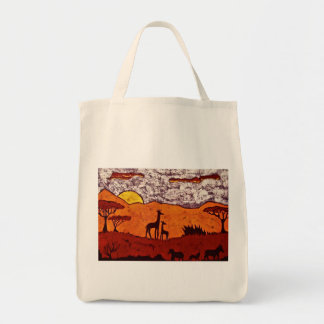 Grocery Bag with African Landscape