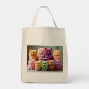 Grocery Bag with Cat Illustration