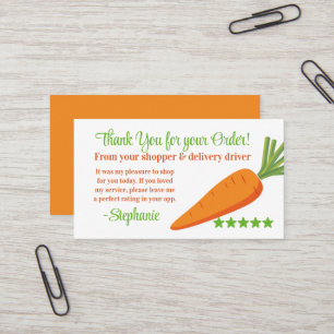 Grocery Delivery Service Thank You Review Stars Business Card