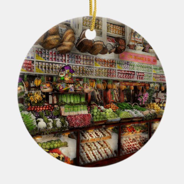 Grocery - Edward Neumann The produce section 1905 Ceramic Ornament (Front)