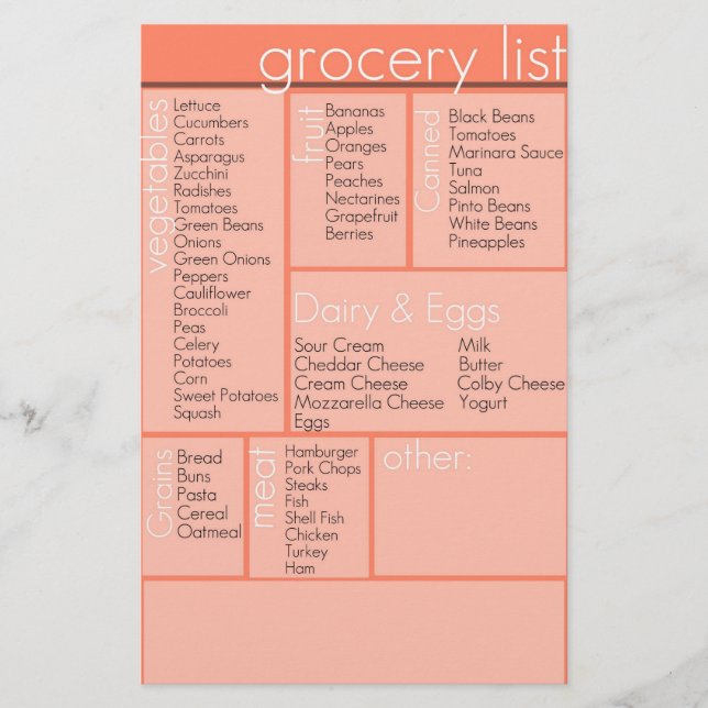 grocery list (Front)