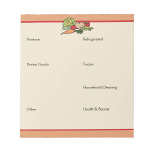 Grocery List by Category Notepad