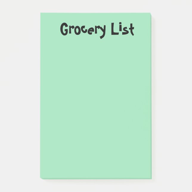 Grocery List Light Green Sticky Notes (Front)