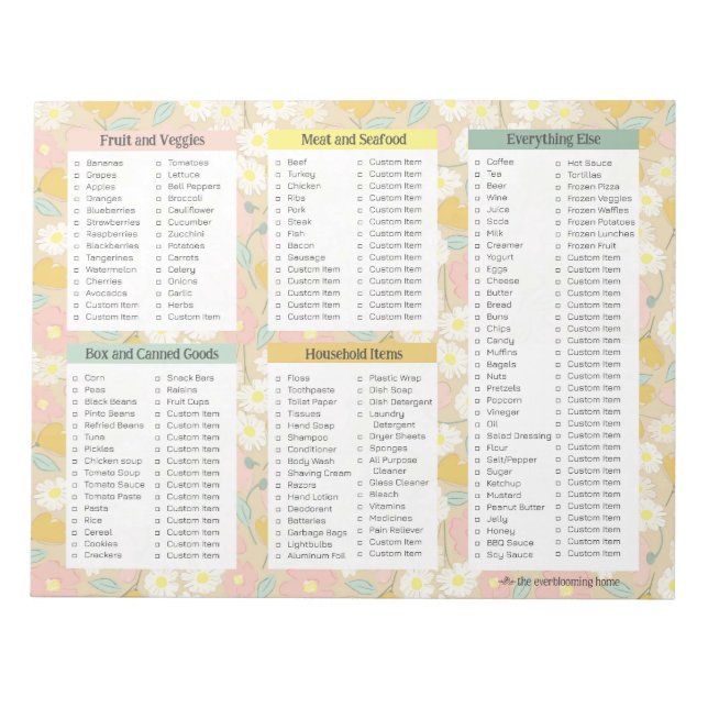 Grocery List Notepads, Grocery Personal Stationery Notepad (Front)