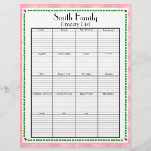 Grocery List Page, Personalised