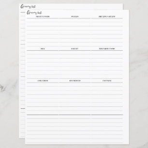Grocery List Planner Insert Pages