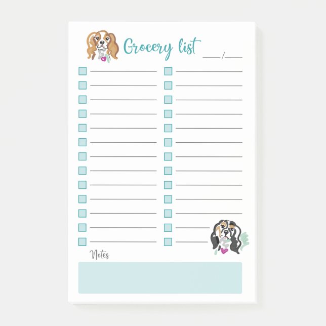 Grocery list | post it | Cavalier design Post-it Notes (Front)
