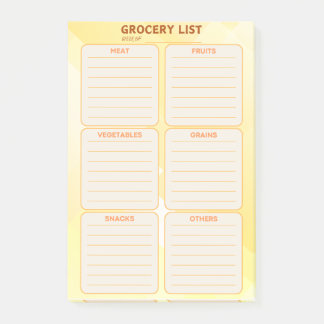 Grocery List Post It Note