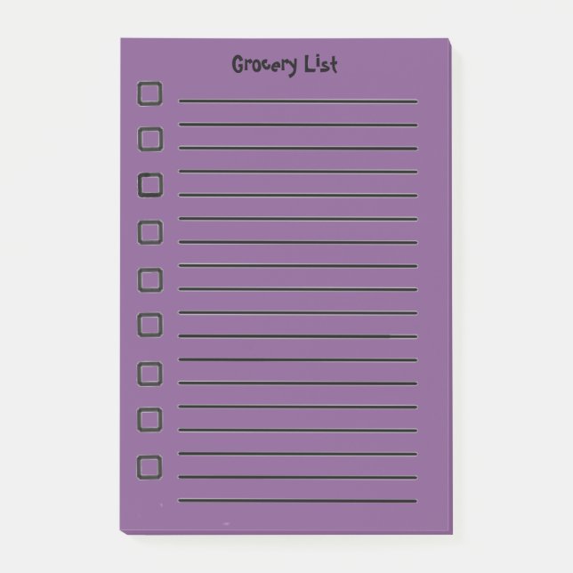 Grocery List Purple Sticky Notes 2nd Edition (Front)