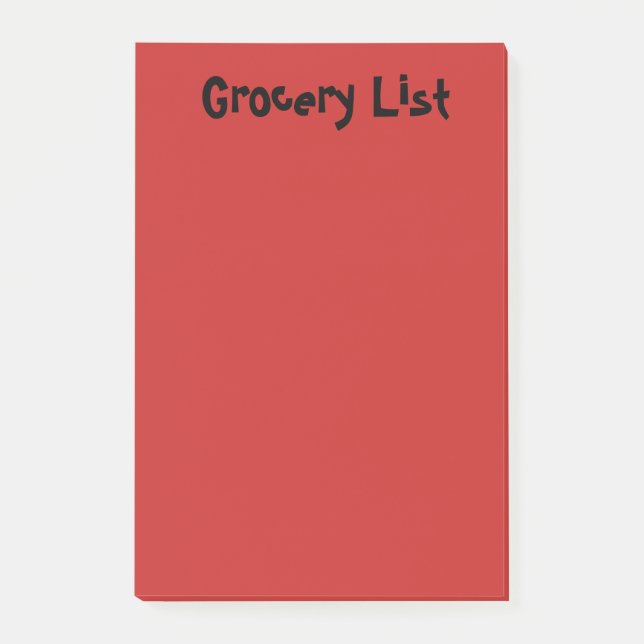 Grocery List Red Sticky Notes (Front)