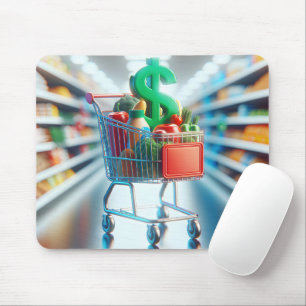 Grocery Shopping Cart In a Store Aisle Mouse Pad