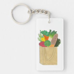 Grocery Shopping Greenmarket Market Fruit Veggies Key Ring