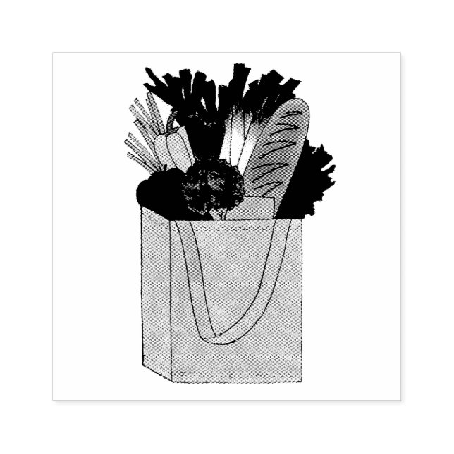 Grocery Shopping Greenmarket Market Fruit Veggies Rubber Stamp (Imprint)