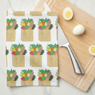 Grocery Shopping Greenmarket Market Fruit Veggies Tea Towel