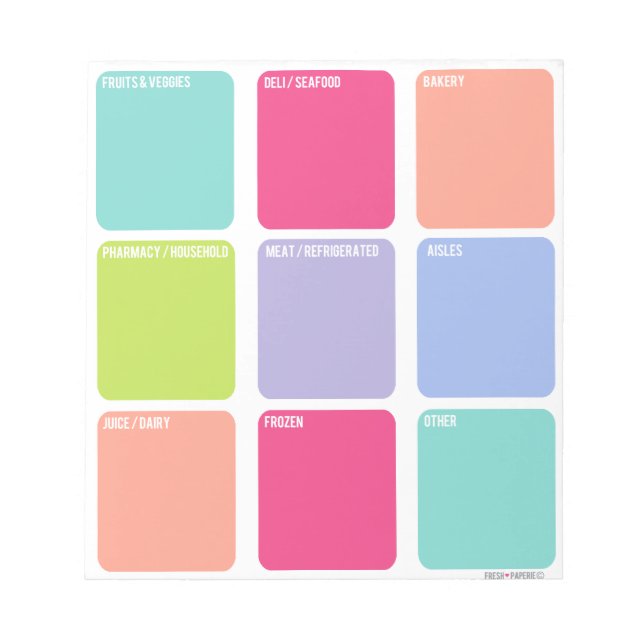 Grocery Shopping List Note Pad (Front)