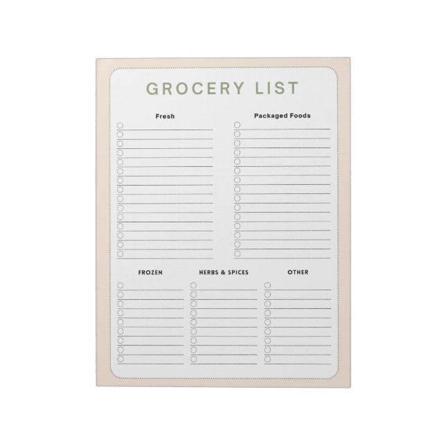 Grocery Shopping List Notepad (Rotated)
