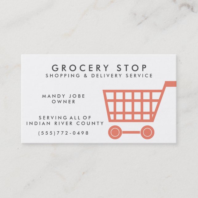 Grocery Shopping Service Business Card (Front)