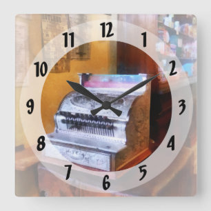 Grocery Store Cash Register Square Wall Clock