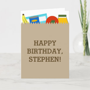 Grocery Store Supermarket Bag Sack Birthday Card