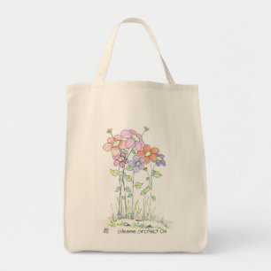 grocery tote bag: flowers