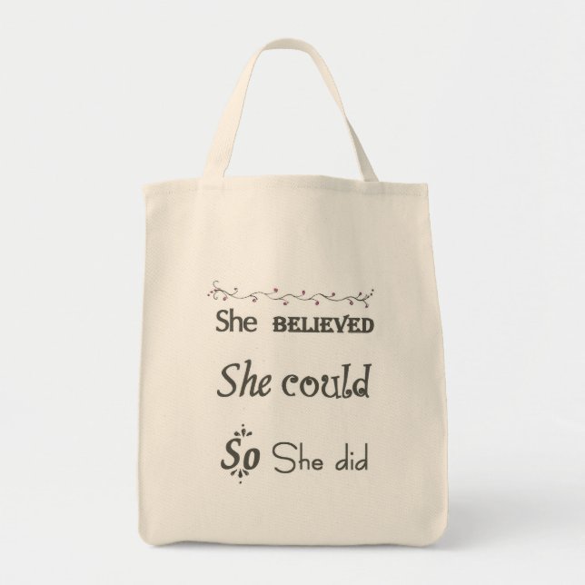 Grocery Tote Bag with Confidence ! (Front)
