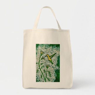 Grocery Tote Bag with Hummingbird