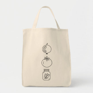 Grocery Veggie Tote Bag with Minimalistic Design