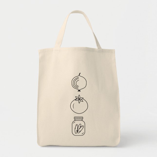 Grocery Veggie Tote Bag with Minimalistic Design (Front)