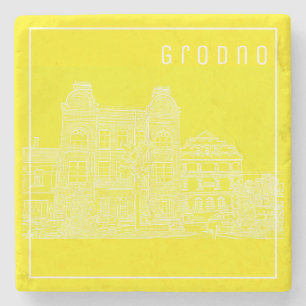Grodno Belarus Architecture City View Buildings Stone Coaster