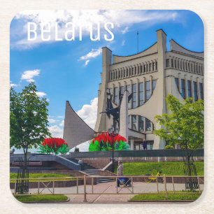 Grodno Belarus Cityscape Architecture City View Square Paper Coaster