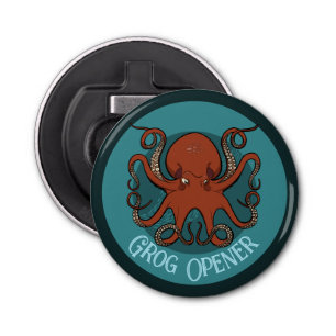 Grog Opener Angry Red Octopus Tentacles Cartoon