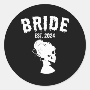 Groom 2024 Skeleton Couples Matching Wedding Hallo Classic Round Sticker