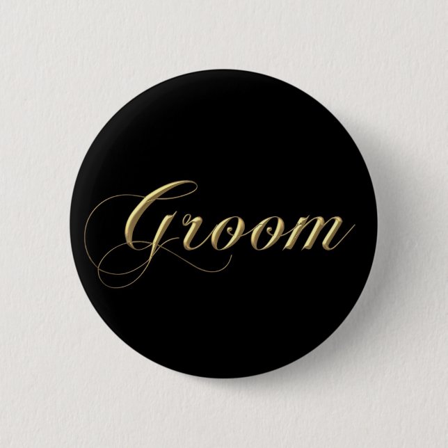 Groom 6 Cm Round Badge (Front)