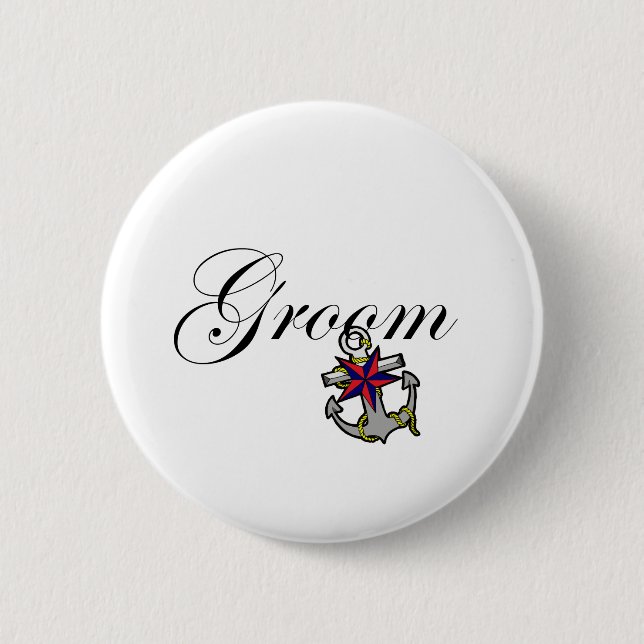 Groom Anchor 6 Cm Round Badge (Front)