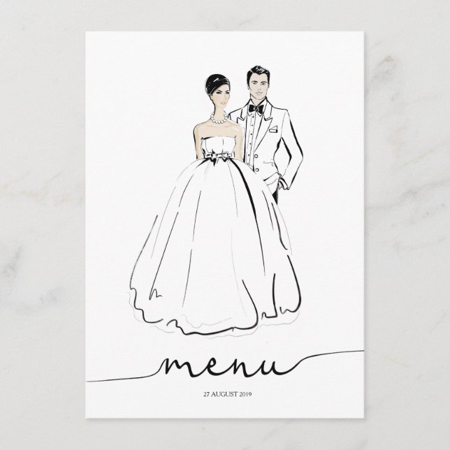Groom and Bride Fashion illustration Menu (Front)
