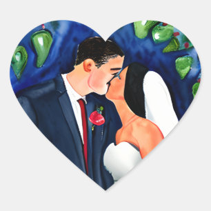 Groom and Bride Just got Married Kiss Heart Sticker