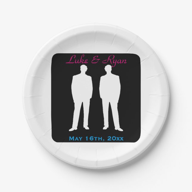 Groom and Groom Gay Wedding Paper Plate (Front)