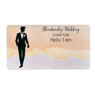Groom Art Floral Background Label Name Tag