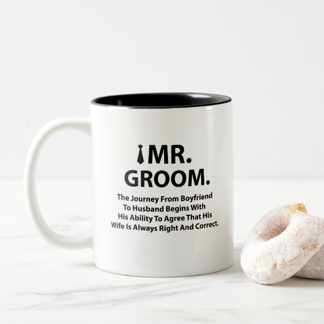Groom Bachelor Party Gifts Two-Tone Coffee Mug (With Donut)