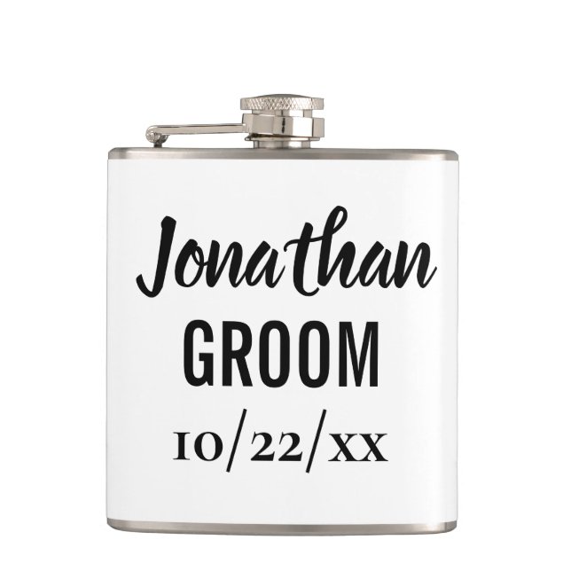 Groom Bachelor Party Wedding Favour Hip Flask (Front)
