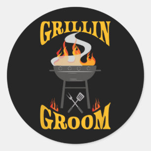 Groom Bbq Grill Smoker And Barbecue Chef  Classic Round Sticker