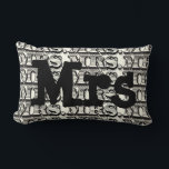 Groom Black and Ivory Mr Typography Pattern Lumbar Cushion<br><div class="desc">Mrs.or Monogram Custom Accent Pillow on Grey You can Personalise this Beautiful Elegant Vintage Elements Black and Ivory Vintage Retro Tyograohy Pillow to say anything you like or use the existing Mrs.for the Bride/ Wife or buy two one Mrs. and one Mr. for the Newlyweds. Looking for 2nd Anniversary Gifts?...</div>