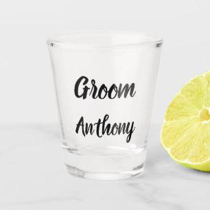 Groom Black and White Custom Name Gifts Wedding Shot Glass