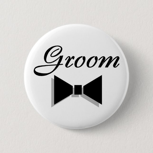 Groom (Black Bow Tie) 6 Cm Round Badge (Front)