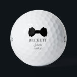 Groom Black Bow Tie Golf Balls<br><div class="desc">These golf balls are a great favour for the groom. If all your wedding party will be wearing suits with bow ties this design with a traditional double bow tie in black would be perfect. They'd be great for a bachelor party or weekend. The job title can be changed to...</div>