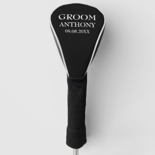 Groom Black Elegant Modern Name Gifts Wedding  Golf Head Cover