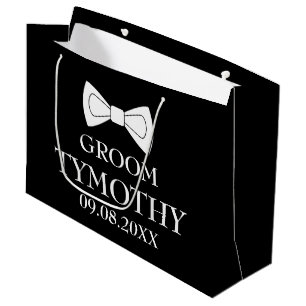 Groom Black Elegant Modern Name Gifts Wedding Larg Large Gift Bag