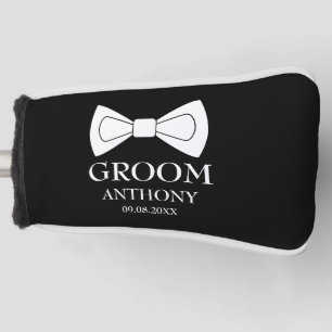 Groom Black Elegant Modern Wedding  Golf Head Cover