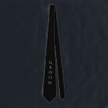 Groom Black Modern Typography For Him Tie<br><div class="desc">Chic groom black tie with white typography. Let everyone know that you’re the lucky guy. I think this would look great on that handsome groom. So stylish.</div>